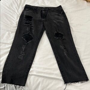 Nasty Gal Charcoal Distressed Denim